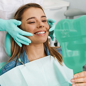 patient smiling during cosmetic consultation