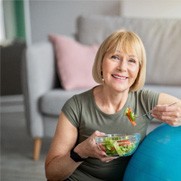 Woman eating foods in Fresno 