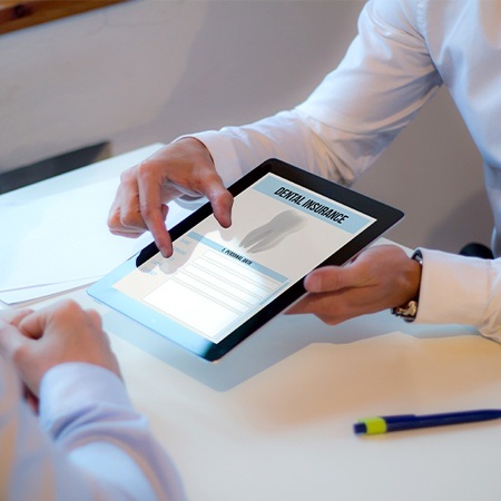 Dental insurance forms on tablet computer