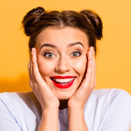 woman smiling with veneers in Fresno